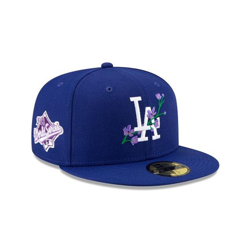 MLB Los Angeles Dodgers Side Patch Bloom 59Fifty Fitted (OET0895) - Blue New Era Caps